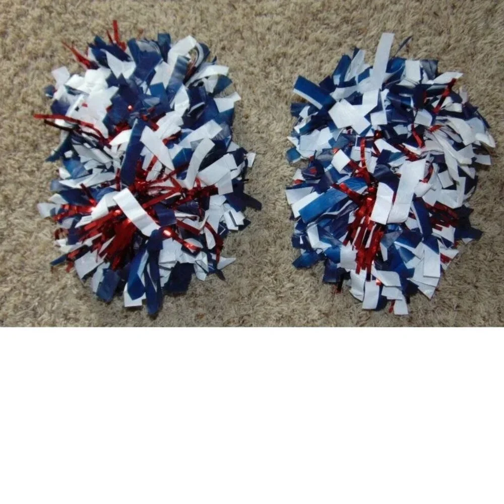 Cheerleader Skirt, Pom Poms & Hair Ties Halloween Costume 12/14 Red White NO TOP